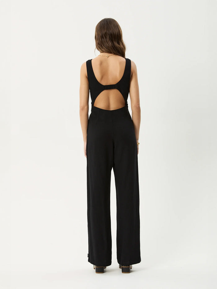 Charlotte - Linen Viscose Jumpsuit | Black-Image 3