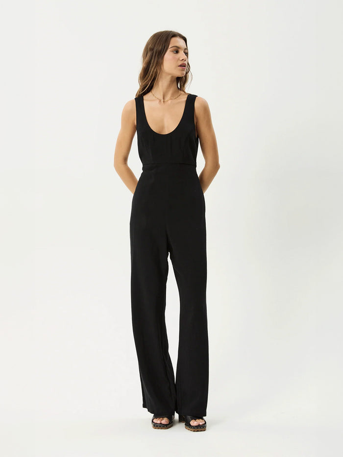 Charlotte - Linen Viscose Jumpsuit | Black-Image 4