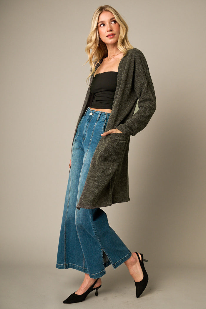 Chic Olive Open Front Cardigan