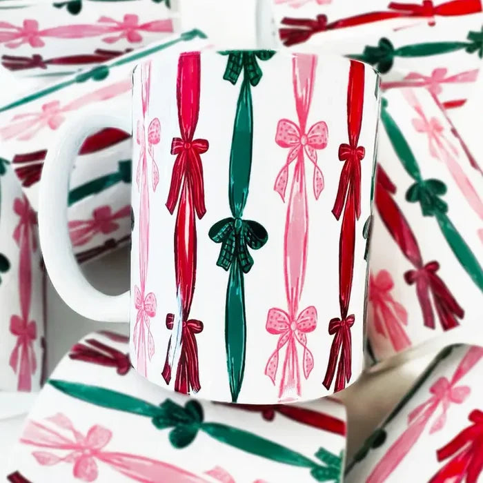 Christmas Bow Ribbon Ceramic Christmas Coffee Mug