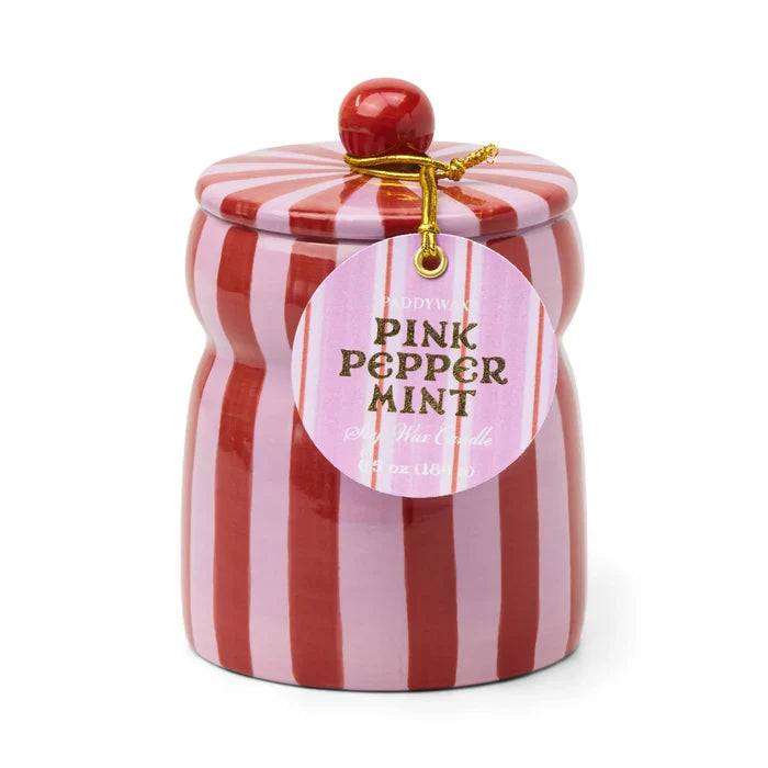 Christmas Cabana 6.5oz Candle with Lid - Pink Peppermint