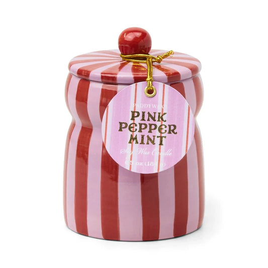 Christmas Cabana 6.5oz Candle with Lid - Pink Peppermint