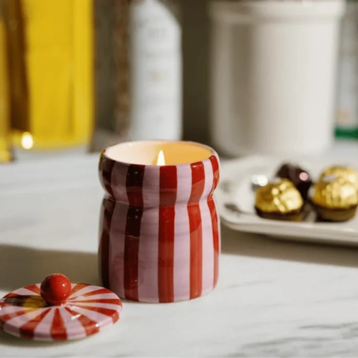 Christmas Cabana 6.5oz Candle with Lid - Pink Peppermint