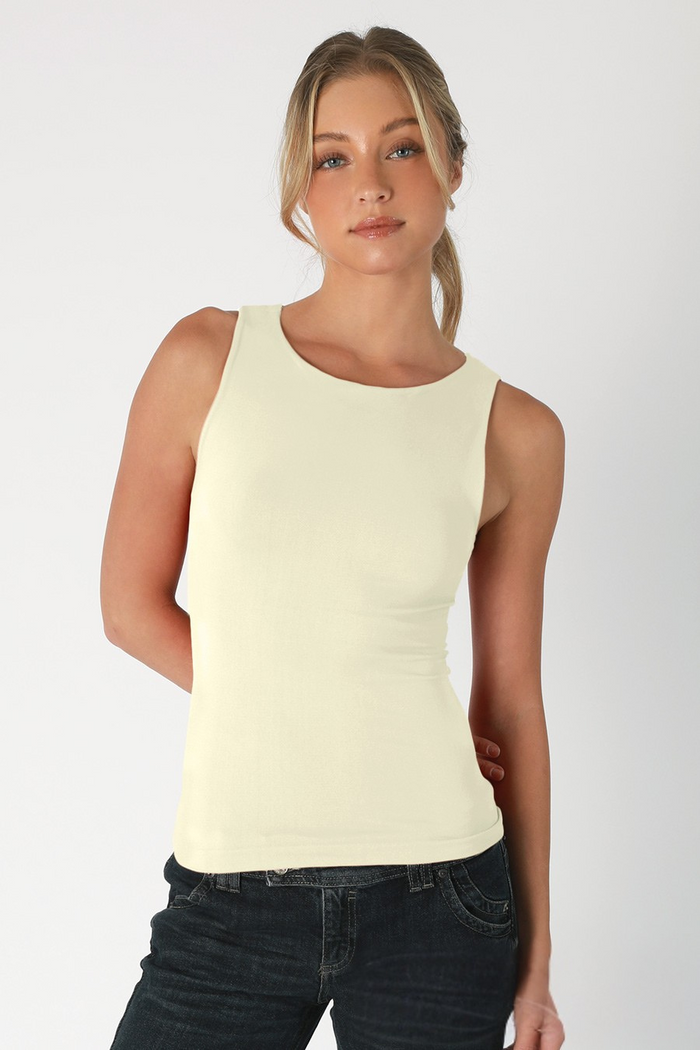 Clean Line Boat Neck Tank- Buttercream