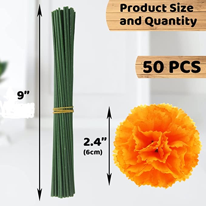 Clearance Bulk 50pcs Artificial Marigold Flower Heads with Detachable Stems Wholesale