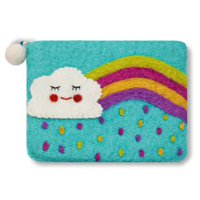 Cloud and Rainbow with Raindrop Design Coin Purse