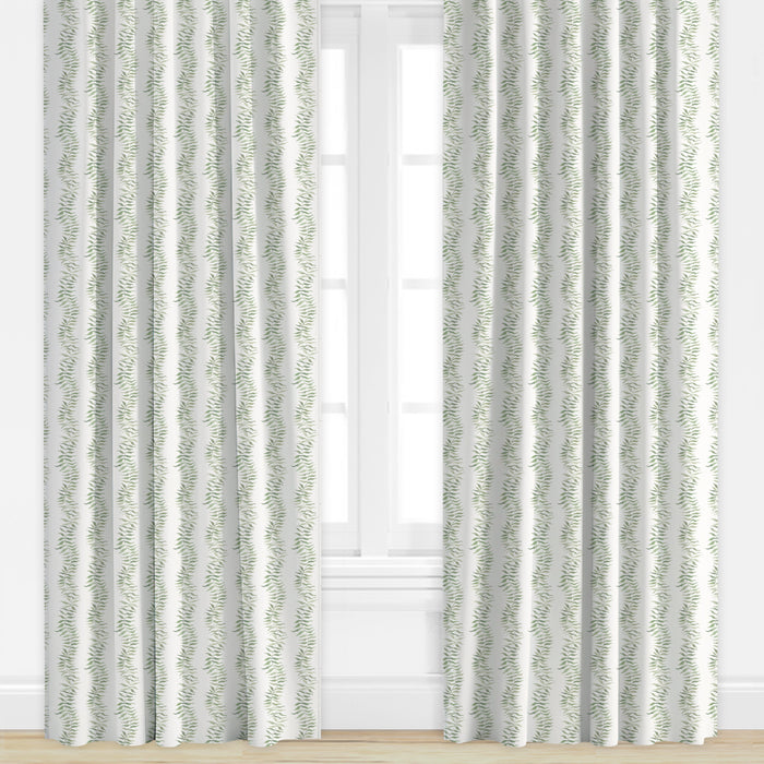 Sage colored drape by Camilla Moss