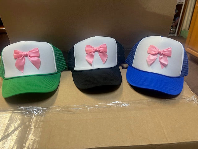 Coquette Pink Satin Bow Trucker Hat