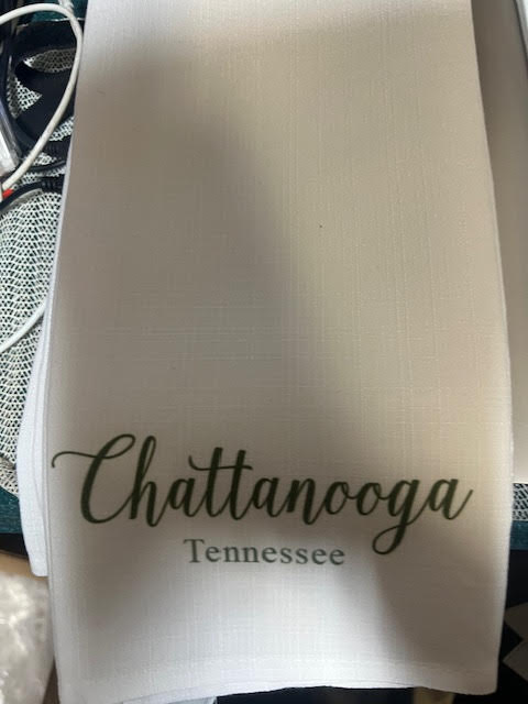 Curly Script Hometown Tea Towel Chattanooga Tennessee