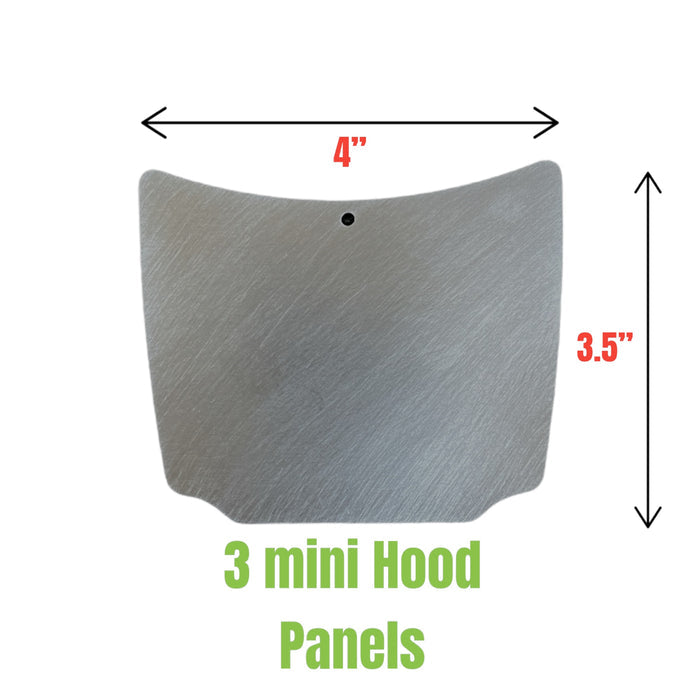 Customizable Aluminum Hood Mini Cut-Out Panels - Three-Piece Set for DIY Painting and Pinstriping