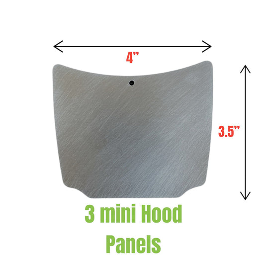 Customizable Aluminum Hood Mini Cut-Out Panels - Three-Piece Set for DIY Painting and Pinstriping