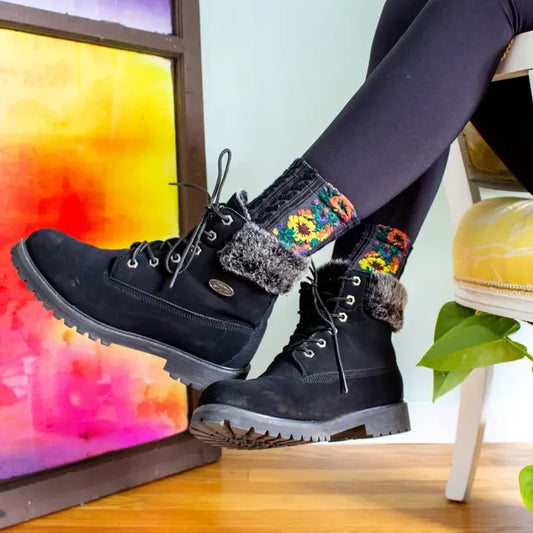 Daisy Dunes Audrey Vintage Boot Socks Black