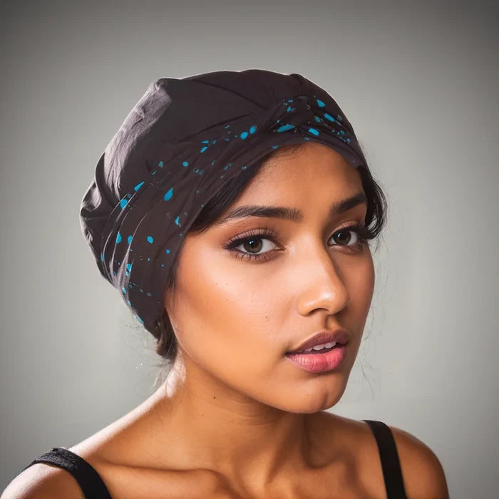 DISCONTINUED - Hair Turban in Black Splatter | D'Hair