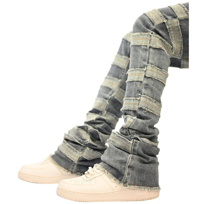 Doctrine Kill Joy Stacked Jeans - Indigo Wash, front view, slim fit, distressed denim, stylish casual wear