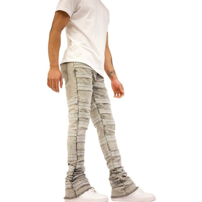 Side view of Doctrine Kill Joy Stacked Jeans - Steel Grey showcasing the steel grey color and slim fit