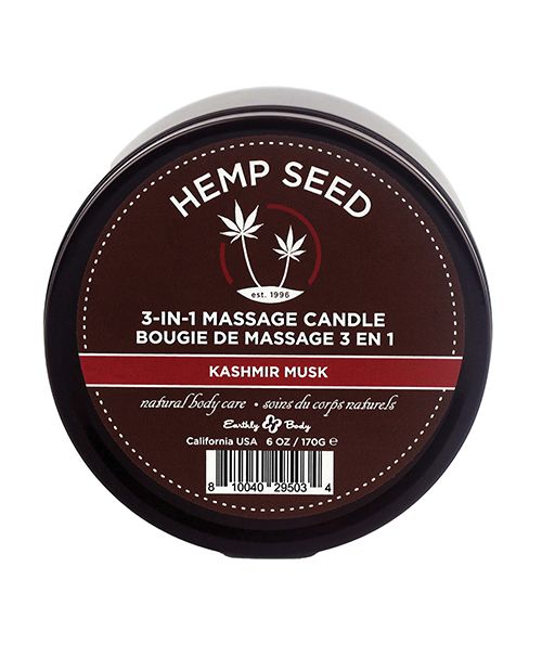 Earthly Body Hemp Candle 3 IN 1 Round Tin Kashmir Musk 170g