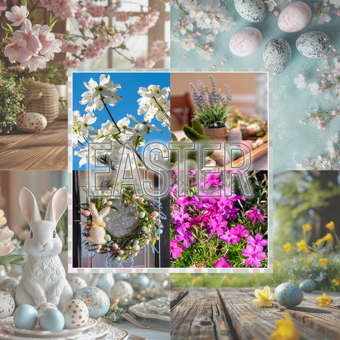 Enjoy the spring and Easter season with these seasonal digital scrapbooking background papers in soft pastel tones by Lucky Girl Creative digital art. The bundle includes 5 paper packs including bokeh, vintage ephemera, shabby chic, plaid, and outdoor and nature themes.