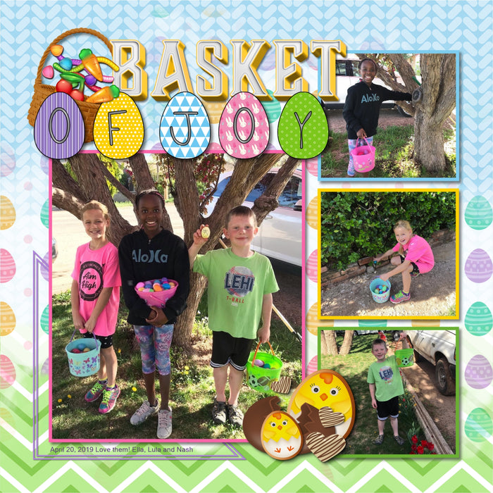 Add these sweet embellishments, patterned papers, clusters, and 2 alpha sets by Lucky Girl Creative digital art to all your Easter digital scrapbooking pages! In hues of pink, yellow, purple, and blue, these sweet elements will add so much fun to all your Easter projects including greeting cards and holiday decor. Embellishments include Easter basket, Easter eggs for Egg Hunt, cake pop, lollypop, sucker, candy cane, candy corn, milk chocolate, white chocolate, dark chocolate, Easter bunny, chick, cookie
