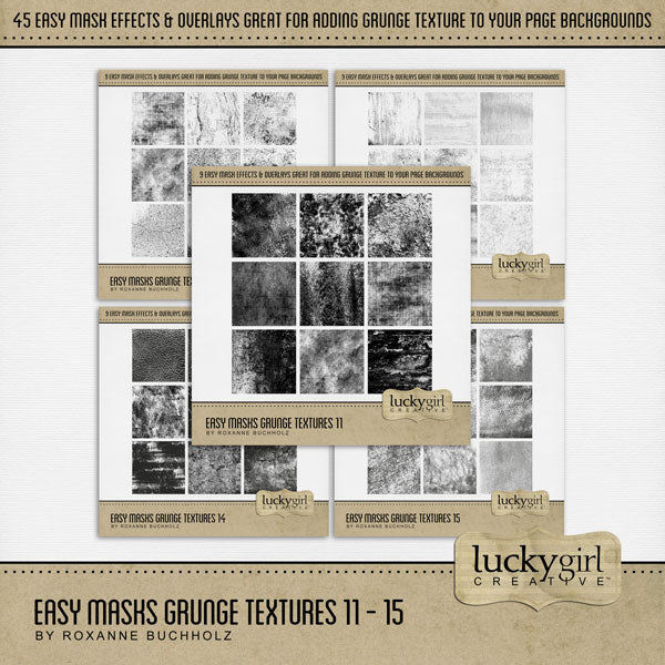 Easy Masks Grunge Textures 11 - 15 Digital Scrapbook Bundle