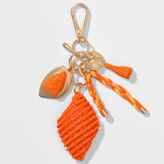 Embellished Heart Bag Charm - Orange