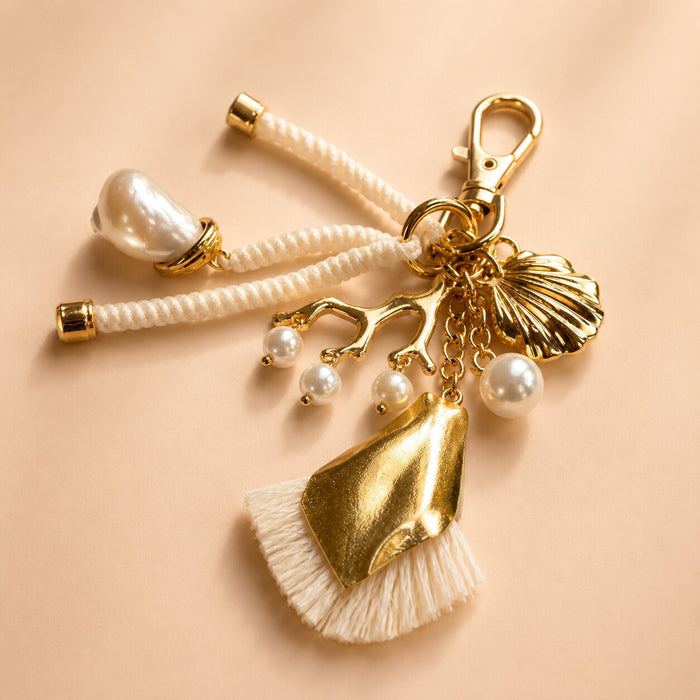 Embellished Vacay Bag Charm - White