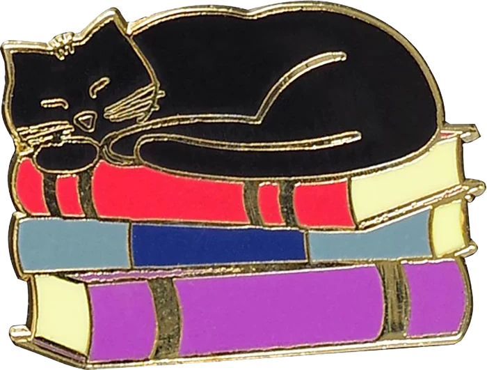 Enamel Pin Cat with Books