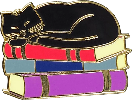 Enamel Pin Cat with Books
