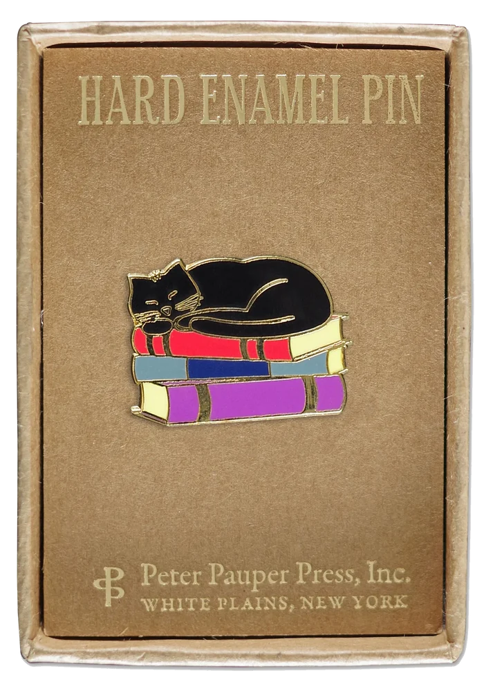 Enamel Pin Cat with Books