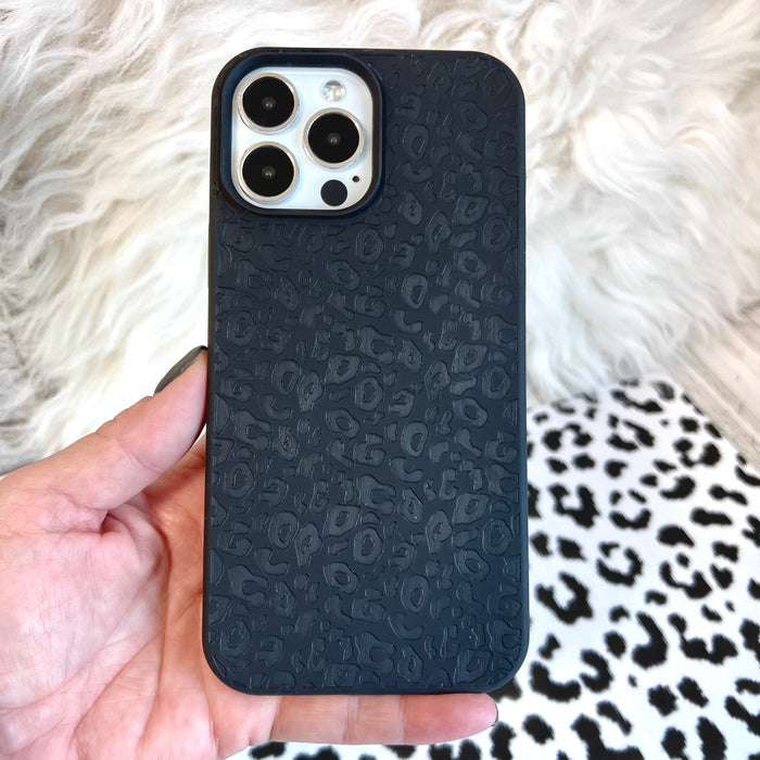 Engraved Black Leopard Phone Case For iPhone