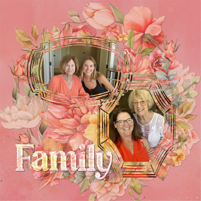 Create your own unique framed photo effects with these vintage-inspired engraved easy masks & overlays by Lucky Girl Creative digital art that will add a subtle or bold effect to your digital scrapbooking pages. Fill the masks with your favorite color, photo, or paper. Great for family history, genealogy, and wedding pages, too! In Photoshop, add the photo mask to your page, overlay with your favorite photo or digital paper, and create a clipping path for a stunning result.