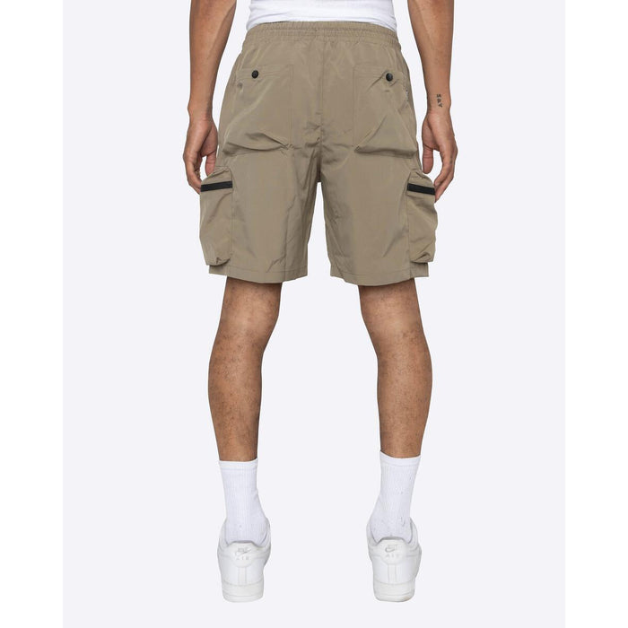 Close-up of EPTM Combat Shorts fabric and stitching in jade color