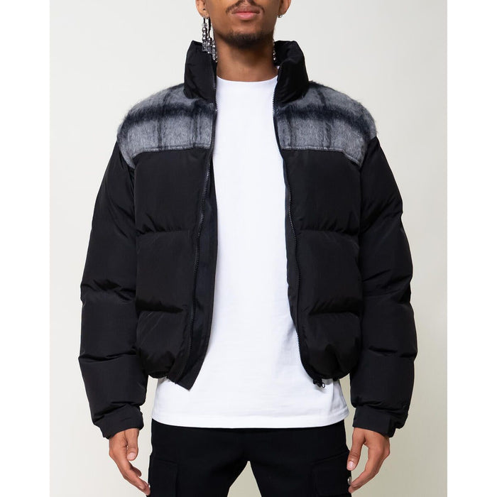 Black EPTM Oxford Puffer Jacket with durable and insulated material for extra warmth