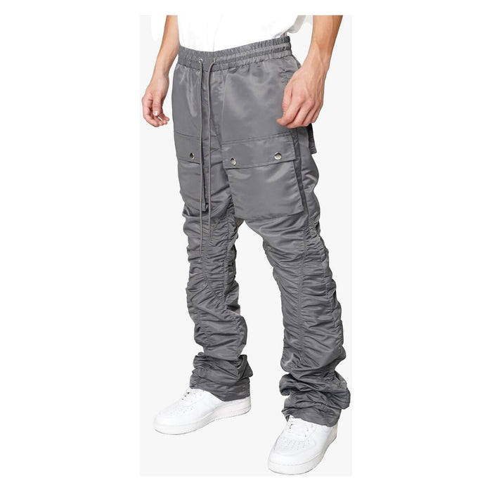 Comfortable and fashionable EPTM Ruched Flare Pants in Charcoal, perfect for everyday wear