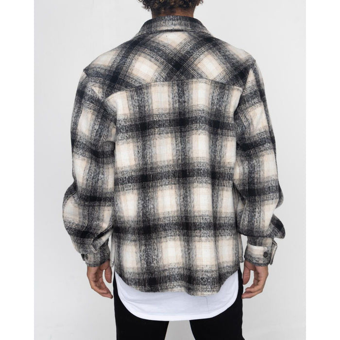 Men's EPTM Slit Flannel Button Up Shirt in Classic Black and White