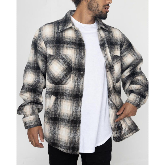 EPTM Slit Flannel Button Up in Black and White with a modern, stylish design