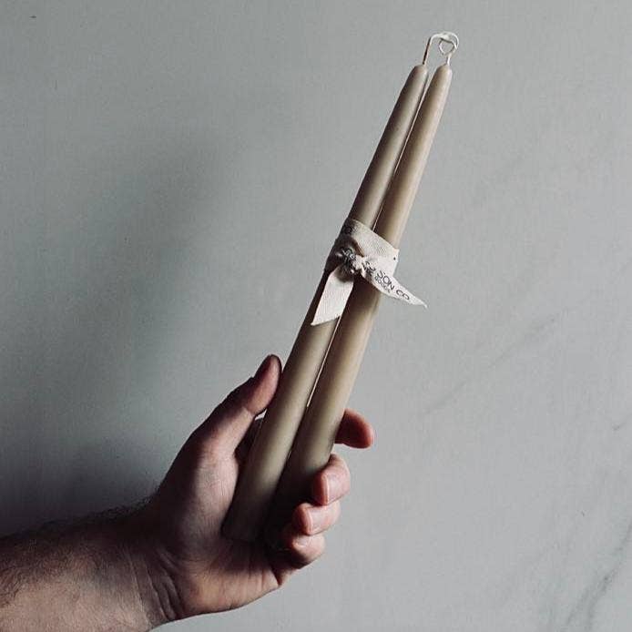 Farmer's Son Co. - Antique Beige Taper Candles - Set of Two - Magnolia Lane co. Home + Garden + Gift