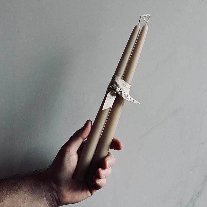 Farmer's Son Co. - Antique Beige Taper Candles - Set of Two - Magnolia Lane co. Home + Garden + Gift