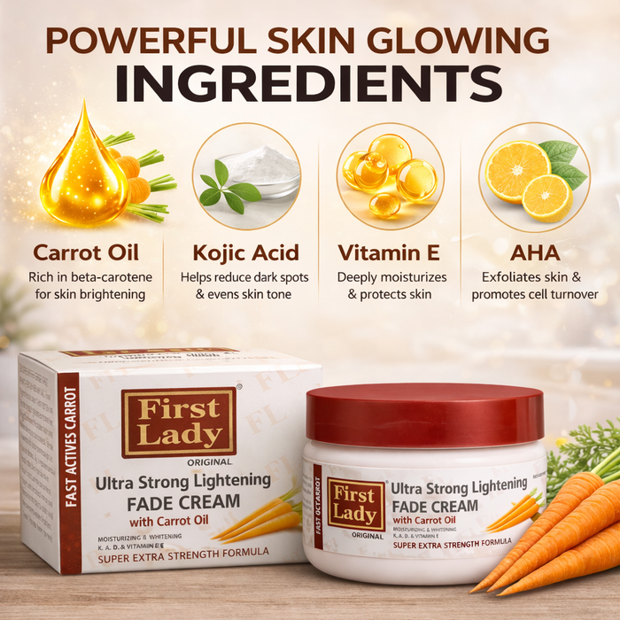 First Lady Carrot Glow Cream 200ml | With Kojic Acid, AHA & Vitamin E | Daily Face & Body Moisturising Cream
