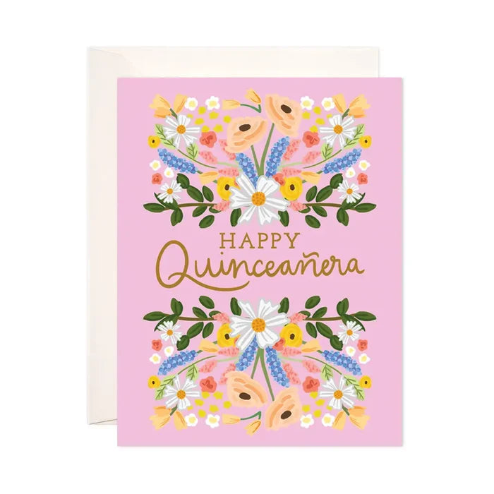 Floral Quince Greeting Card - Quinceañera Birthday Card