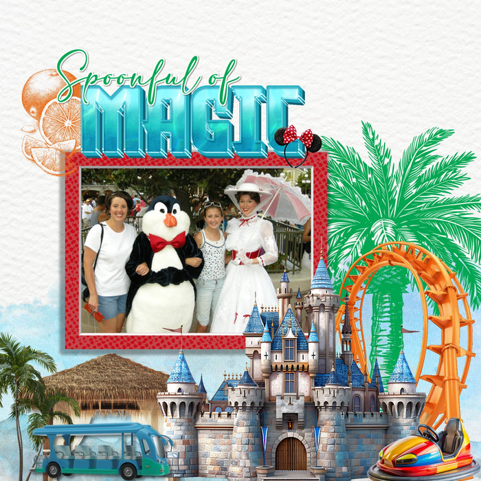 Celebrate Florida with these beautiful realistic embellishments, clusters, masked scenic overlays, engraved stamps, and acrylic blue alpha set by Lucky Girl Creative digital art for digital scrapbooking. Great for travel and vacations to Florida, the South, the Everglades, the Gulf Shores, parts of Mississippi, Louisiana, Alabama, Miami, Orlando, Tampa, Tallahassee, Jacksonville, Fort Lauderdale, Destin, Key West, and more. Embellishments include passenger airplane, sea float plane, bumper car, castle.