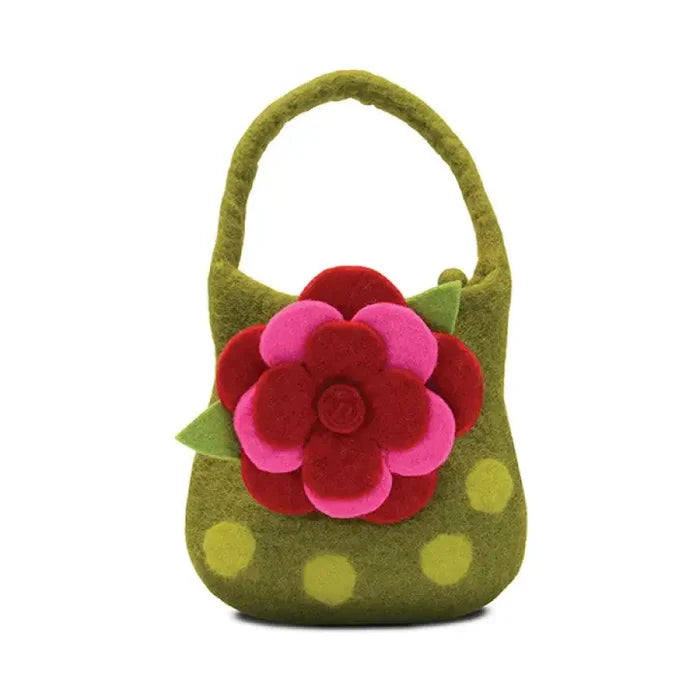 Flower Layers Polka Dot Bag Dark Green