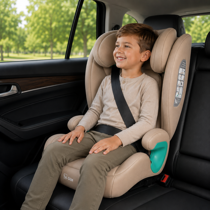 For Your Little One Stepup I-Size Belted 2/3 Car Seat - Latte Beige (4-12 Years)