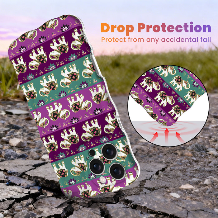 Fortune Parade Wavy Luxe MagSafe iPhone case with a colorful boho elephant parade print from Fancy Bands