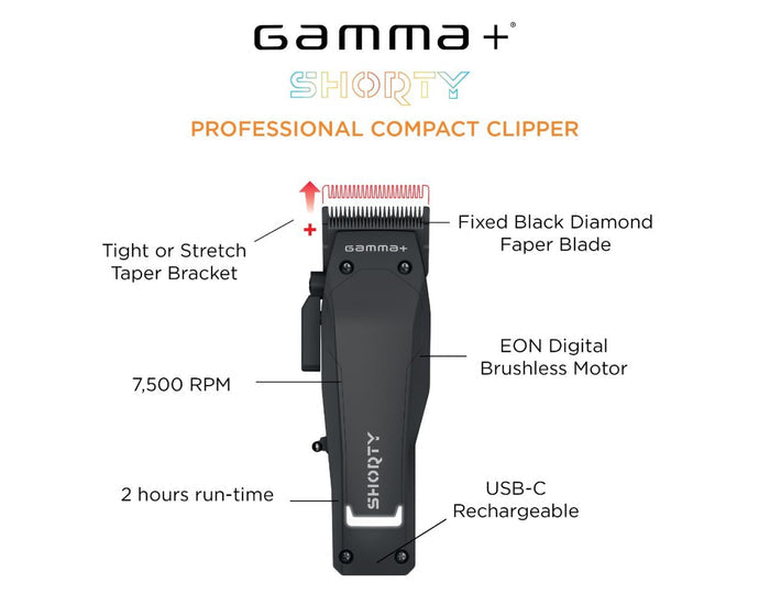 Gamma Shorty Clipper - Professional Cordless Hair Clipper with EON Digital Motor # GP605M - Palms Fashion Inc.
