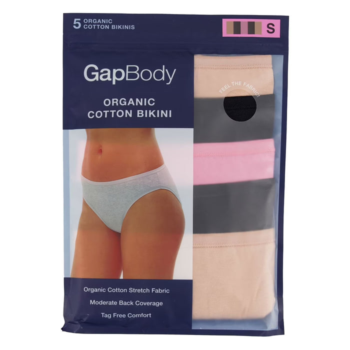 GapBody Women’s Organic Cotton Stretch Bikini Underwearm, Basic Pack - Size L - 5 Pack