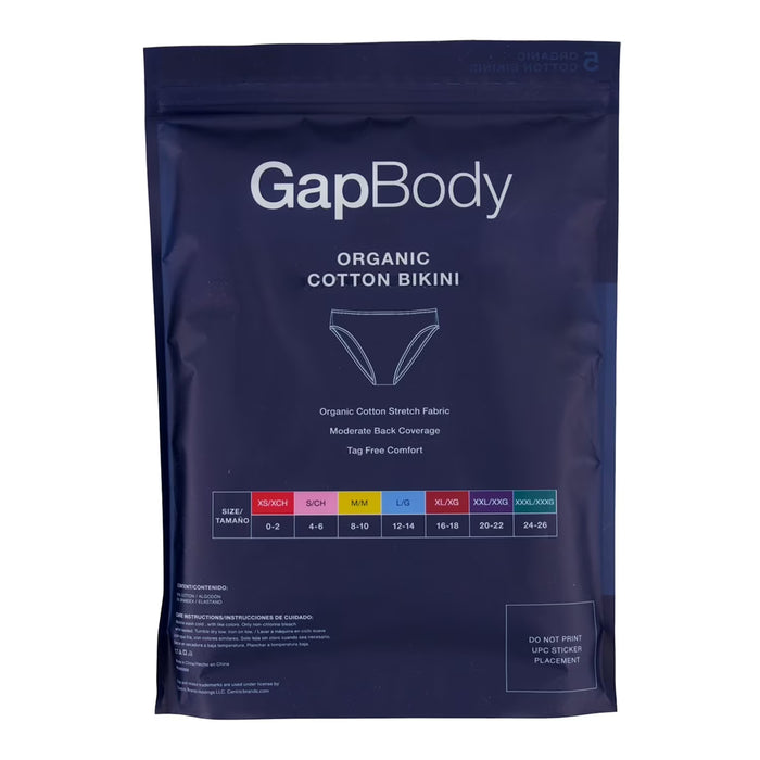 GapBody Women’s Organic Cotton Stretch Bikini Underwearm, Basic Pack - Size L - 5 Pack