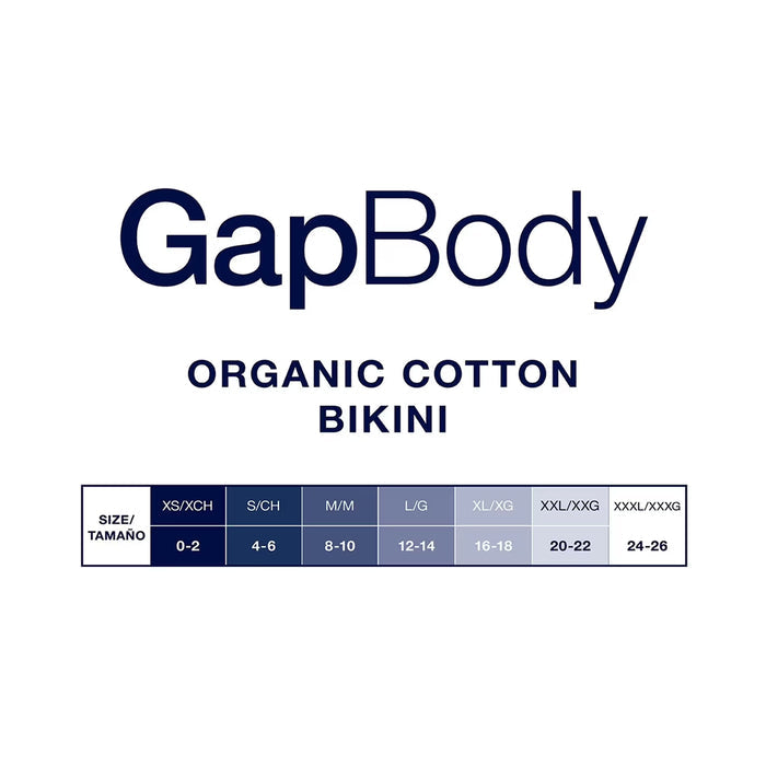 GapBody Women’s Organic Cotton Stretch Bikini Underwearm, Basic Pack - Size L - 5 Pack