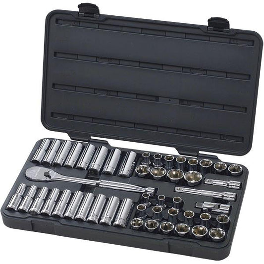 GearWrench 49-Piece, 6-Point Standard & Deep Mechanics Tool Set, SAE/Metric, 1/2" Drive