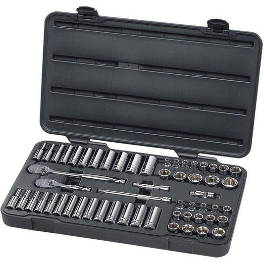 GearWrench 57-Piece, 6-Point Standard & Deep Mechanics Tool Set, SAE/Metric, 3/8" Drive
