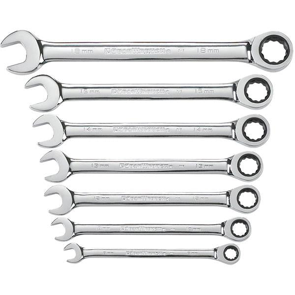 GearWrench 7-Piece, 12-Point Ratcheting Combination Wrench Set, Metric